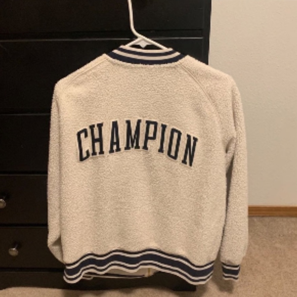 Champion Cream and Black Letterman Jacket - Picture 4 of 8